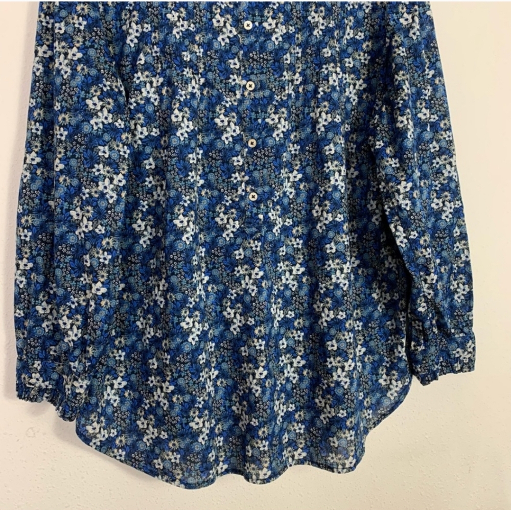 🌞 Talbots Blue 3/4 Sleeve Relaxed Blouse - Picture 4 of 5